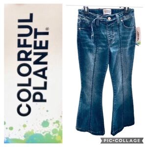 NEW COLORFUL PLANET Jeans Flare Bottom Blue Size 12 Girl’s